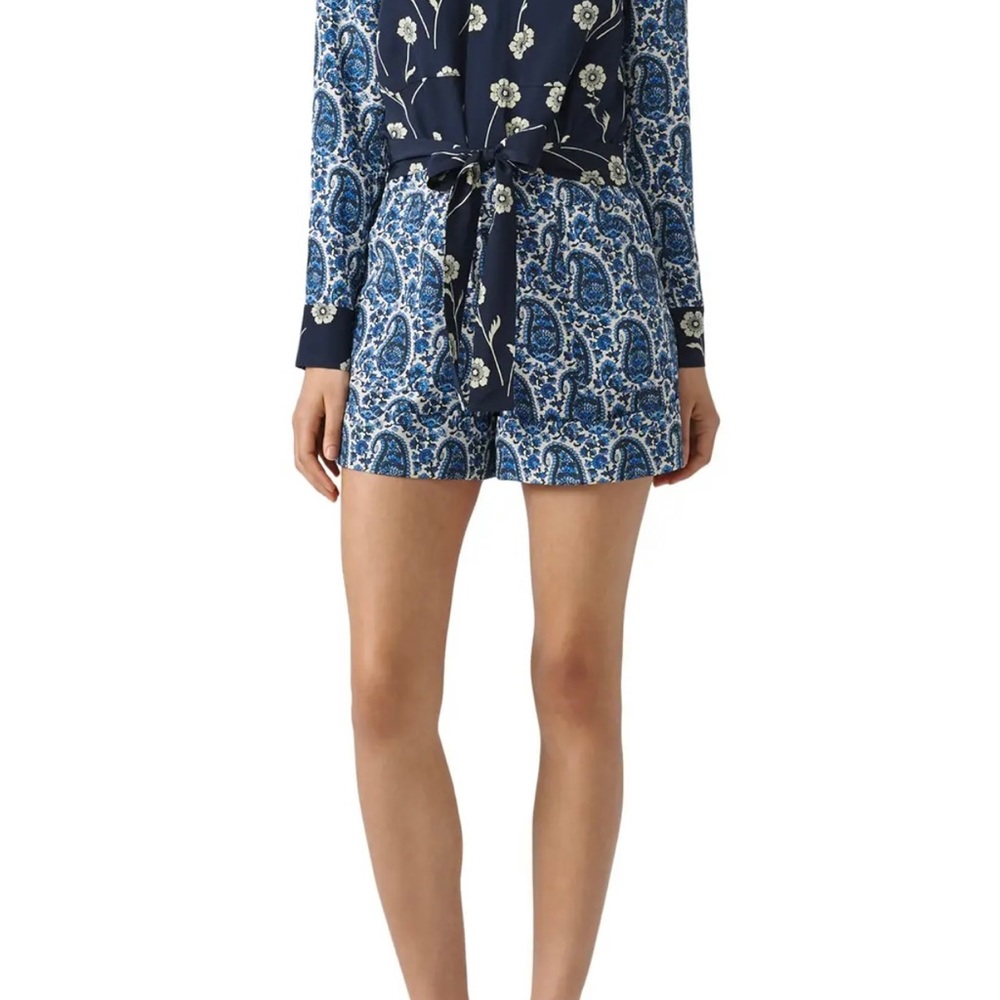 Derek Lam 10 Crosby Navy Porcelain Patchwork Romper - Size 4